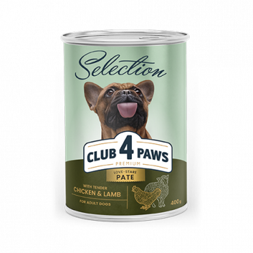 CLUB 4 PAWS Premium. Visavertis konservuotas pašaras suaugusiems šunims „Paštetas su vištiena ir ėriena“