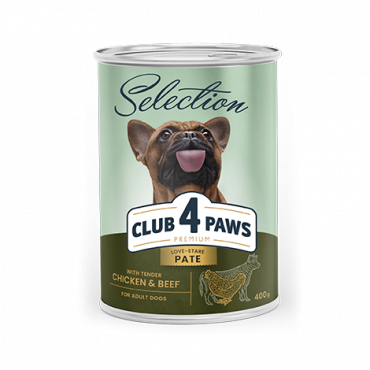 CLUB 4 PAWS Premium. Visavertis konservuotas pašaras suaugusiems šunims „Paštetas su vištiena ir jautiena“
